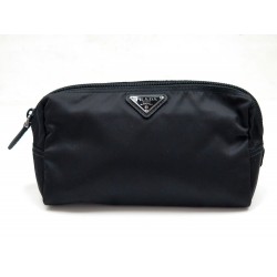 NEUF POCHETTE PRADA TROUSSE DE TOILETTE NYLON NOIR BLACK TOILET BAG CLUTCH 220