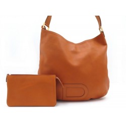 NEUF SAC A MAIN DELVAUX + PORTE MONNAIE CUIR ORANGE 