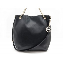 SAC A MAIN MICHAEL KORS JET SET CHAIN 30H01TCE3L EN CUIR GRAINE NOIR PURSE 250€