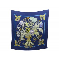 FOULARD HERMES REGINA LEILA MENCHARI CARRE 90 EN SOIE BLEU BLUE SILK SCARF 370€