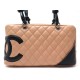 SAC A MAIN CHANEL CAMBON CUIR MATELASSE BEIGE ET NOIR