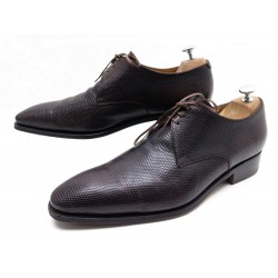 CHAUSSURES JM WESTON CONTI 3 OEILLETS 437 9D 43 CUIR LEZARD MARRON SHOES 1900€