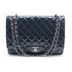 SAC A MAIN CHANEL TIMELESS MAXI JUMBO EN CUIR MATELASSE VERNI BLEU CANARD 5800€