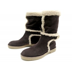 NEUF CHAUSSURES LOUIS VUITTON BOTTINES FOURREES PEAU LAINEE 39 FUR BOOTS 1000€