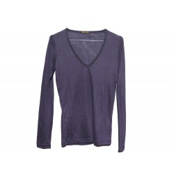 NEUF T SHIRT MANCHES LONGUES LORO PIANA T 40 IT 36 FR LAINE & SOIE VIOLET 790