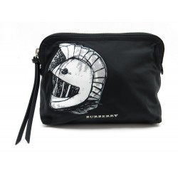 NEUF POCHETTE BURBERRY PALLAS HEADS 40544121 TOILE NOIR SAC A MAIN CLUTCH 195€