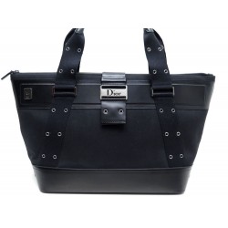 SAC A MAIN DIOR STREET CHIC VOYAGE EN TOILE & CUIR NOIR BLACK TRAVEL HAND BAG 