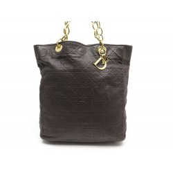 SAC A MAIN CHRISTIAN DIOR GM CUIR CANNAGE MARRON & DORE BROWN HANDBAG SOFT 1900€