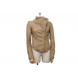 BLOUSON HELMUT LANG B01HW106 VESTE CROISEE 36 S EN CUIR BEIGE RIDER JACKET 1700€