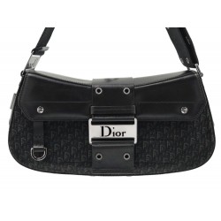 SAC A MAIN DIOR STREET CHIC TOILE MONOGRAMMEE & CUIR NOIR CANVAS BAG PURSE 1180€