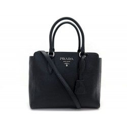 NEUF SAC A MAIN PRADA BANDOULIERE CUIR GRAINE NOIR BLACK LEATHER HAND BAG 1450€