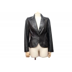 VESTE CINTREE YVES SAINT LAURENT EN CUIR NOIR 38 M BLOUSON LEATHER JACKET 1900€