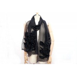 NEUF ETOLE CHRISTIAN DIOR 213X45CM CHALE FOULARD ECHARPE SOIE NOIR SCARF 500€