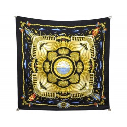 FOULARD HERMES RAILING PAR JOACHIM METZ SOIE NOIR + BOITE BLACK SILK SCARF 370€