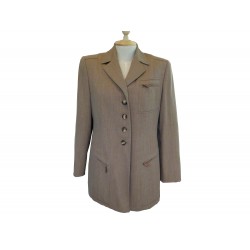 VESTE HERMES EQUITATION TAILLE 40 L LAINE MARRON FEMME BROWN WOOL JACKET 2500