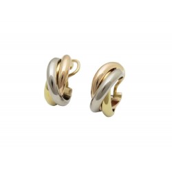 BOUCLES D'OREILLES CARTIER TRINITY 3 ORS MM JAUNE ROSE BLANC 18K EARRINGS 2220€