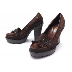 NEUF CHAUSSURES YVES SAINT LAURENT DIANE 38 ESCARPINS EN DAIM MARRON SHOES 775€