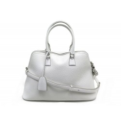 SAC A MAIN MARTIN MARGIELA EN CUIR GRAINE BLANC BANDOULIERE WHITE LEATHER PURSE