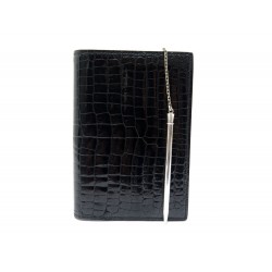 COUVERTURE AGENDA HERMES CUIR CROCO NOIR STYLO PORTE MINE ARGENT NOTEBOOK COVER