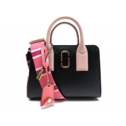 NEUF SAC A MAIN MARC JACOBS LITTLE BIG SHOT BANDOULIERE CUIR NOIR ROSE BAG 395€