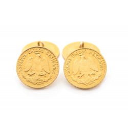 BOUTONS DE MANCHETTES EN OR JAUNE 22K 1920 PESOS MEXICAINS YELLOW GOLD CUFFLINK