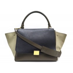 SAC A MAIN CELINE 169543 TRAPEZE MM CUIR & DAIM TRICOLORE BANDOULIERE BAG 2500€