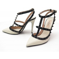 NEUF CHAUSSURES VALENTINO GARAVANI ROCKSTUD ESCARPINS CUIR ECRU 36 IT 37 FR 730€