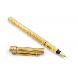 STYLO PLUME MUST DE CARTIER TRINITY 3 ORS PLAQUE OR PLUME 18K FOUNTAIN PEN 700€