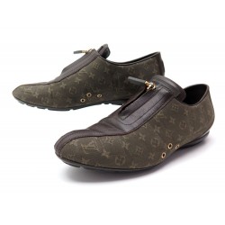 CHAUSSURES LOUIS VUITTON SNEAKERS ZIP 38.5 EN TOILE MONOGRAM MINI LIN KAKI 410€