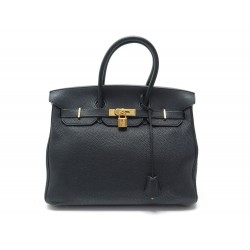 SAC A MAIN HERMES BIRKIN 35 2009 EN CUIR TAURILLON CLEMENCE NOIR & DORE HANDBAG