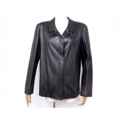 VESTE CHANEL CUIR NOIR T38 