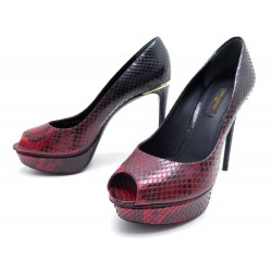 NEUF CHAUSSURES LOUIS VUITTON EYELINE OPEN TOE PUMP 36 ESCARPINS EN PYTHON 1250€