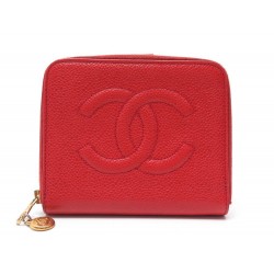 PORTEFEUILLE CHANEL EN CUIR CAVIAR ROUGE LOGO CC PORTE MONNAIE RED BILLFOLD 770