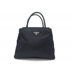 SAC A MAIN PRADA EN NYLON NOIR CABAS CLASSIQUE CANVAS TOTE HAND BAG PURSE 1050