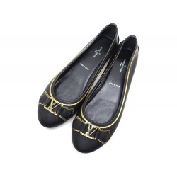 NEUF CHAUSSURES LOUIS VUITTON OXFORD FLAT BALLERINA 1A1KWX 37 EN CUIR NOIR 425€