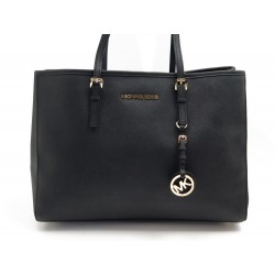 NEUF SAC A MAIN MICHAEL KORS JET SET TRAVEL EN CUIR NOIR LEATHER HAND BAG 279€