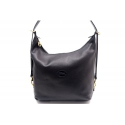 SAC A MAIN LONGCHAMP 30 CM PORTE EPAULE EN CUIR NOIR GRAINE HAND BAG PURSE 450€