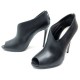 CHAUSSURES PRADA 38 BOTTINES A TALONS EN CUIR NOIR BOITE OPEN TOE LOW BOOTS 800€