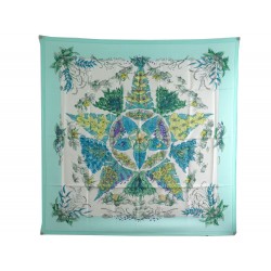 FOULARD HERMES PYTHAGORE PAR ZOE PAUWELS EN SOIE TURQUOISE SILK SCARF 370€