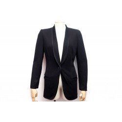 VESTE DE TAILLEUR CINTREE HERMES 40 M FEMME NOIR BLACK JACKET COAT 2000€