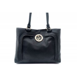 SAC A MAIN ARMANI JEANS 291A3 CABAS EN CUIR NOIR BLACK TOTE HAND BAG PURSE 180€