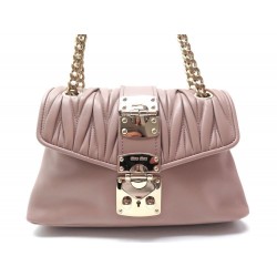 NEUF SAC A MAIN MIU MIU 5BD100 BANDOULIERE CUIR MATELASSE SOFT NUDE CAMEO 1495€