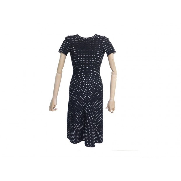 NEUF ROBE ALAIA A POIS NOIR ET BLANC VISCOSE TAILLE 38 M POLKA DOT DRESS 1400