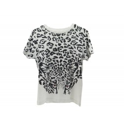 T SHIRT SAINT LAURENT TETE DE FELIN TIGRE 436524 36 S COTON BLANC WHITE TOP 520€