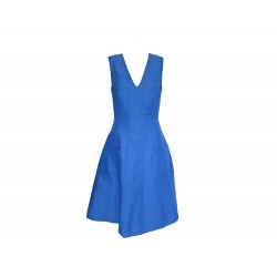 ROBE PAUL SMITH MI LONGUE SANS MANCHES 40 IT 36 FR S LIN BLEU LINEN DRESS 790€