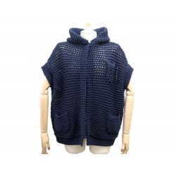 NEUF VESTE BRUNELLO CUCINELLI GILET EN MAILLE T XS 34 FR COTON BLEU VEST 1290€