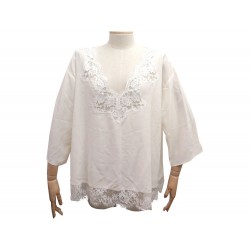 NEUF HAUT TOP BLOUSE ERMANNO SCERVINO T 40 IT 36 FR EN SOIE DENTELLE SILK 1200€