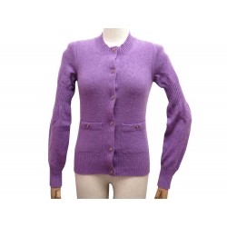 NEUF GILET CHANEL BOUTONS TIMELESS P44453 T 34 S EN CACHEMIRE VIOLET VEST 3900€