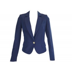 VESTE YVES SAINT LAURENT 1 BOUTON 36 S SOIE SAUVAGE COTON BLEU BLUE JACKET 1890€