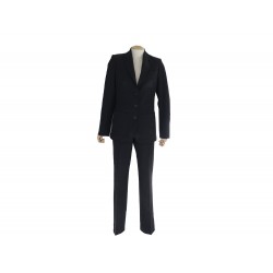 TAILLEUR HERMES VESTE TAILLE 36 ET PANTALON T 42 EN LAINE VIERGE NOIR SUIT PANT